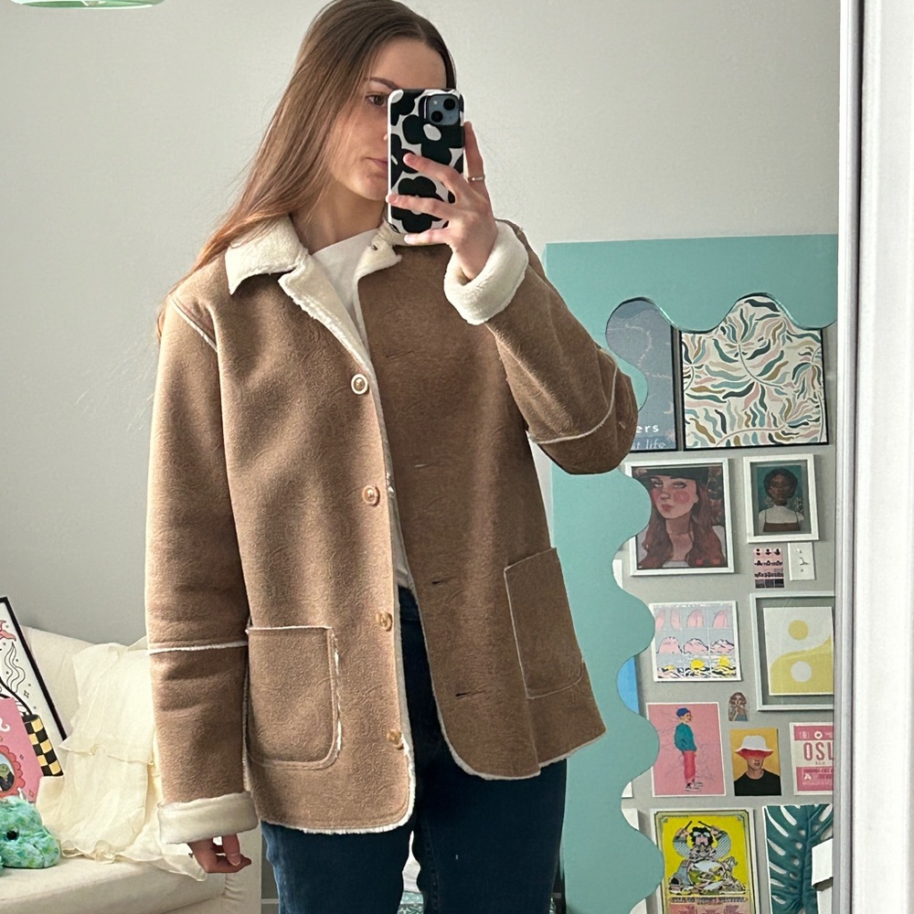 Vintage Northern Reflections Paisley Print Shearling Style Coat